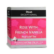 Dilmah Exceptional Rose With French Vanilla Tea, 20 Count Tea Bags